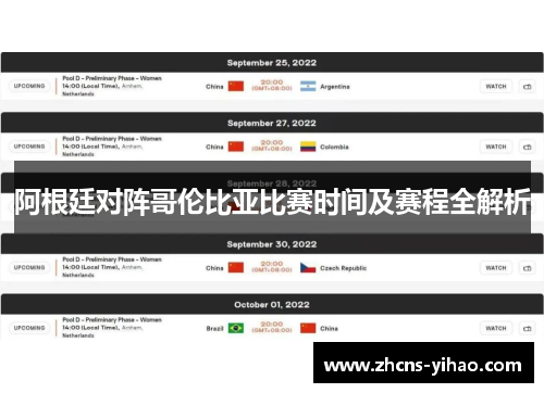 阿根廷对阵哥伦比亚比赛时间及赛程全解析